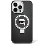 Karl Lagerfeld KLHMP15SHMRSKHK Black Hardcase Ring Stand Karl Head MagSafe iPhone 15 Tok