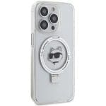 Karl Lagerfeld KLHMP15XHMRSCHH White Hardcase Ring Stand Choupette Head MagSafe iPhone 15 Pro Max Tok