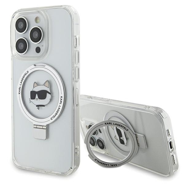 Karl Lagerfeld KLHMP15XHMRSCHH White Hardcase Ring Stand Choupette Head MagSafe iPhone 15 Pro Max Tok