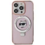 Karl Lagerfeld KLHMP15XHMRSCHP Pink Hardcase Ring Stand Choupette Head MagSafe iPhone 15 Pro Max Tok