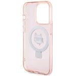 Karl Lagerfeld KLHMP15XHMRSCHP Pink Hardcase Ring Stand Choupette Head MagSafe iPhone 15 Pro Max Tok