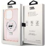 Karl Lagerfeld KLHMP15XHMRSCHP Pink Hardcase Ring Stand Choupette Head MagSafe iPhone 15 Pro Max Tok