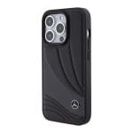 Mercedes MEHCP15X8ROLK Black Hardcase Leather Wave Patern iPhone 15 Pro Max Tok