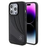 Mercedes MEHCP15X8ROLK Black Hardcase Leather Wave Patern iPhone 15 Pro Max Tok