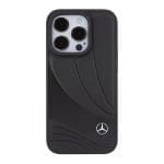 Mercedes MEHCP15X8ROLK Black Hardcase Leather Wave Patern iPhone 15 Pro Max Tok