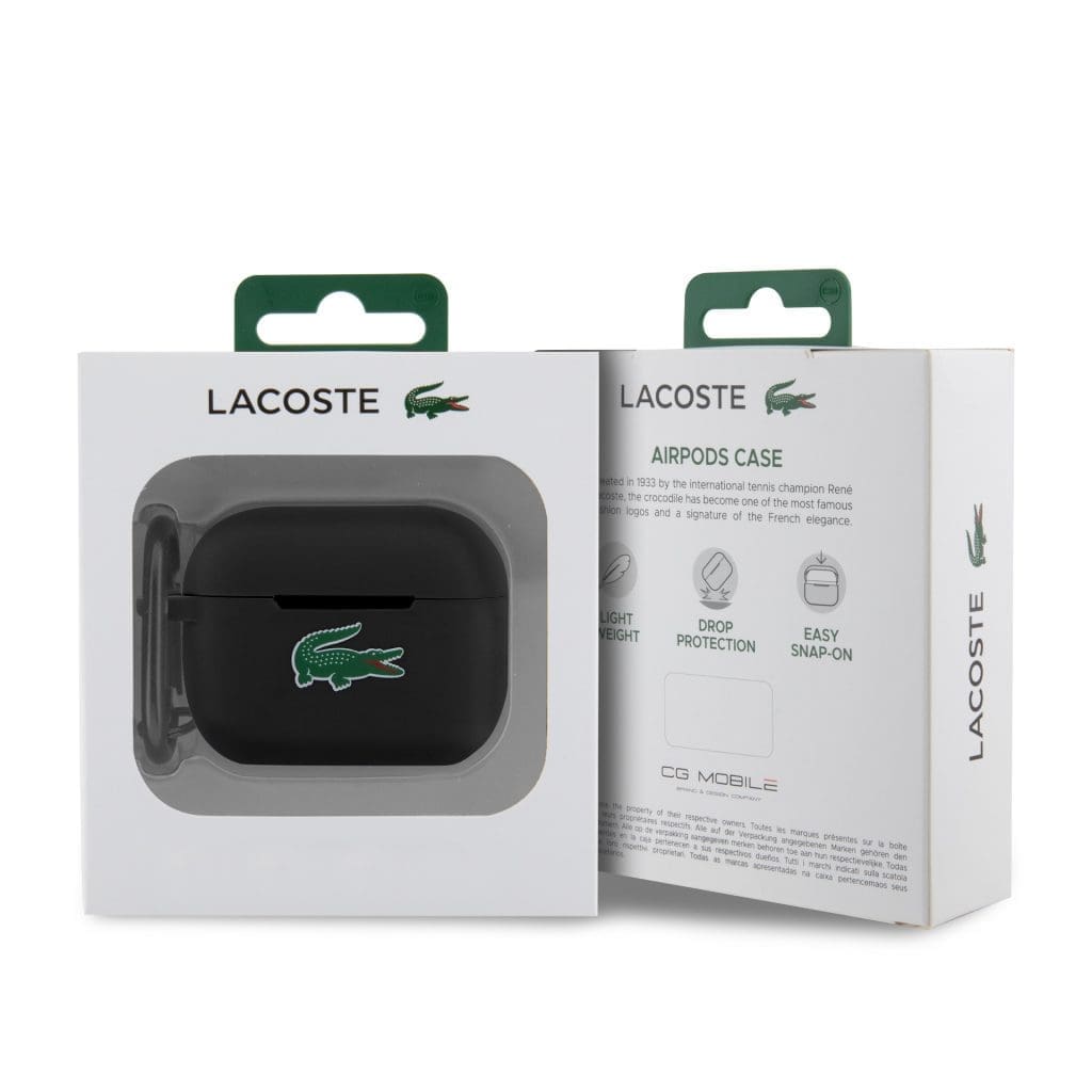 Lacoste Liquid Silicone Croc Logo Black AirPods Pro Tok