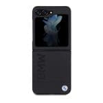 BMW BMHCZF5SLLBK Black Leather Hot Stamp Samsung Galaxy Z Flip 5 Tok