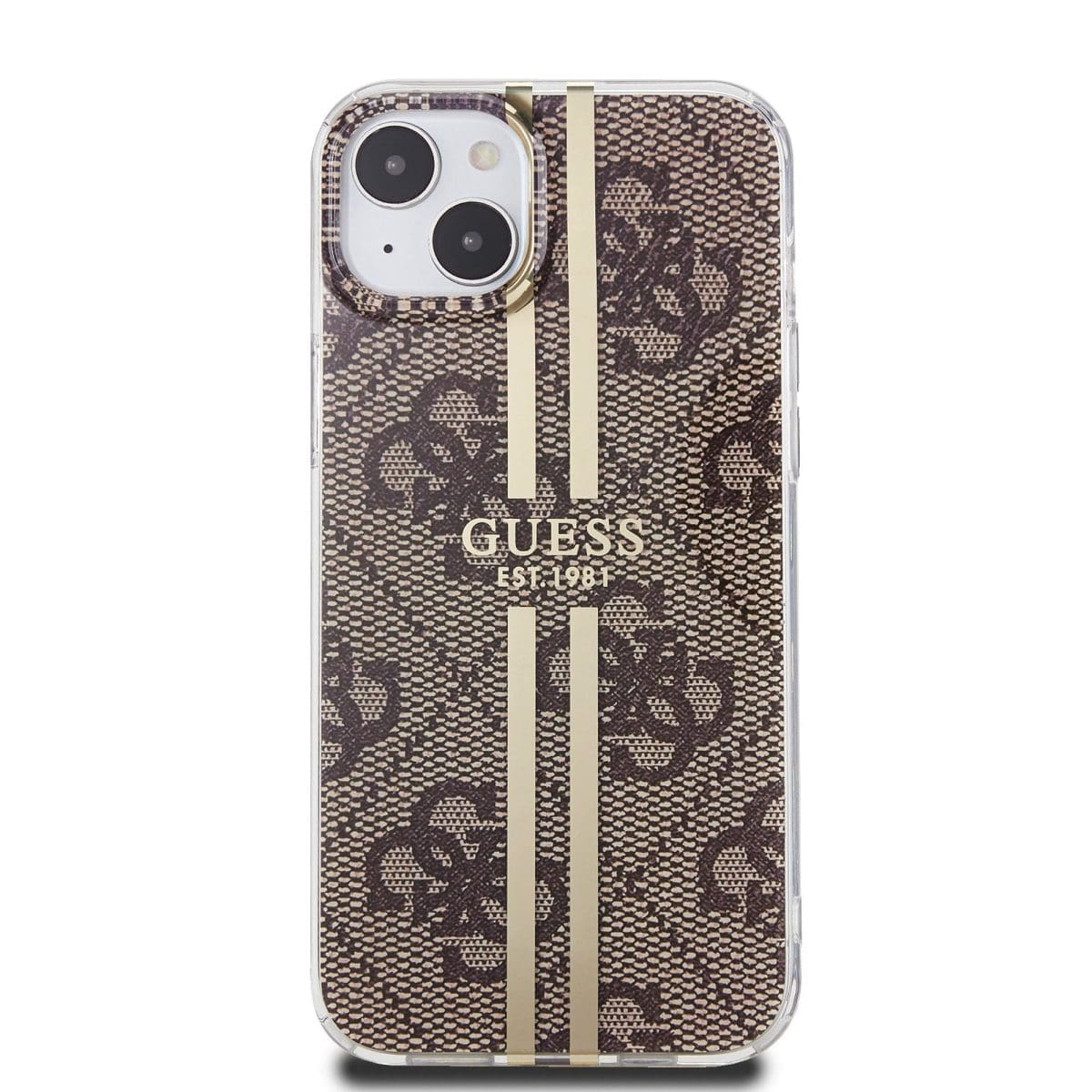 Guess IML 4G Gold Stripe Brown iPhone 15 Tok