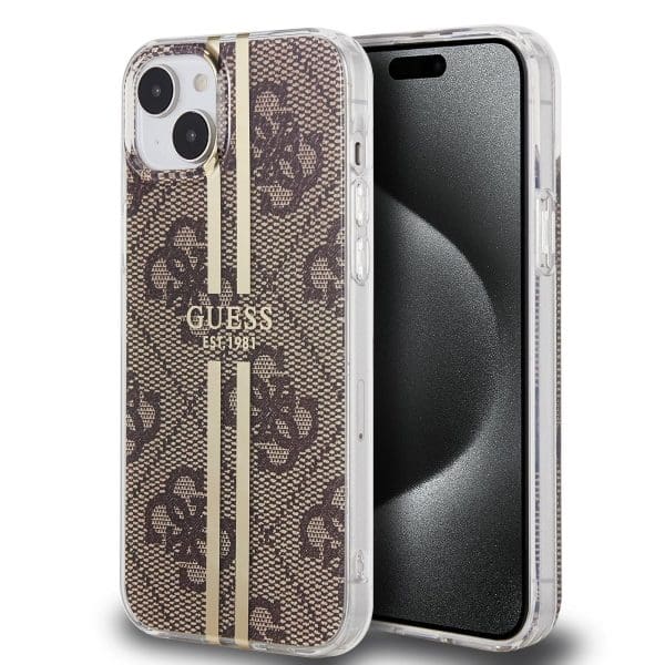 Guess IML 4G Gold Stripe Brown iPhone 15 Tok