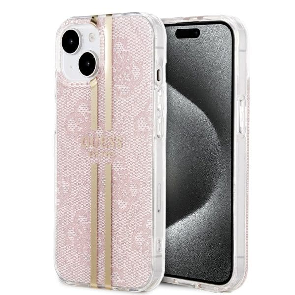 Guess IML 4G Gold Stripe Pink iPhone 15 Tok