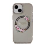 Guess PC/TPU Flowers Ring Glossy Logo MagSafe Black iPhone 15 Tok