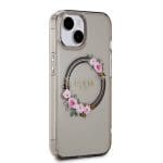 Guess PC/TPU Flowers Ring Glossy Logo MagSafe Black iPhone 15 Tok