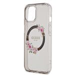 Guess PC/TPU Flowers Ring Glossy Logo MagSafe Black iPhone 15 Tok