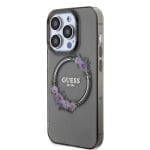 Guess PC/TPU Flowers Ring Glossy Logo MagSafe Black iPhone 15 Pro Max Tok