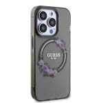 Guess PC/TPU Flowers Ring Glossy Logo MagSafe Black iPhone 15 Pro Max Tok