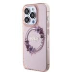 Guess PC/TPU Flowers Ring Glossy Logo MagSafe Pink iPhone 15 Pro Max Tok