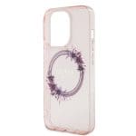 Guess PC/TPU Flowers Ring Glossy Logo MagSafe Pink iPhone 15 Pro Max Tok