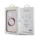 Guess PC/TPU Flowers Ring Glossy Logo MagSafe Pink iPhone 15 Pro Max Tok
