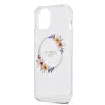 Guess PC/TPU Flowers Ring Glossy Logo MagSafe Transparent iPhone 15 Plus Tok
