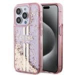 Guess PC/TPU Liquid Glitter Gold Stripe Pink iPhone 15 Pro Tok