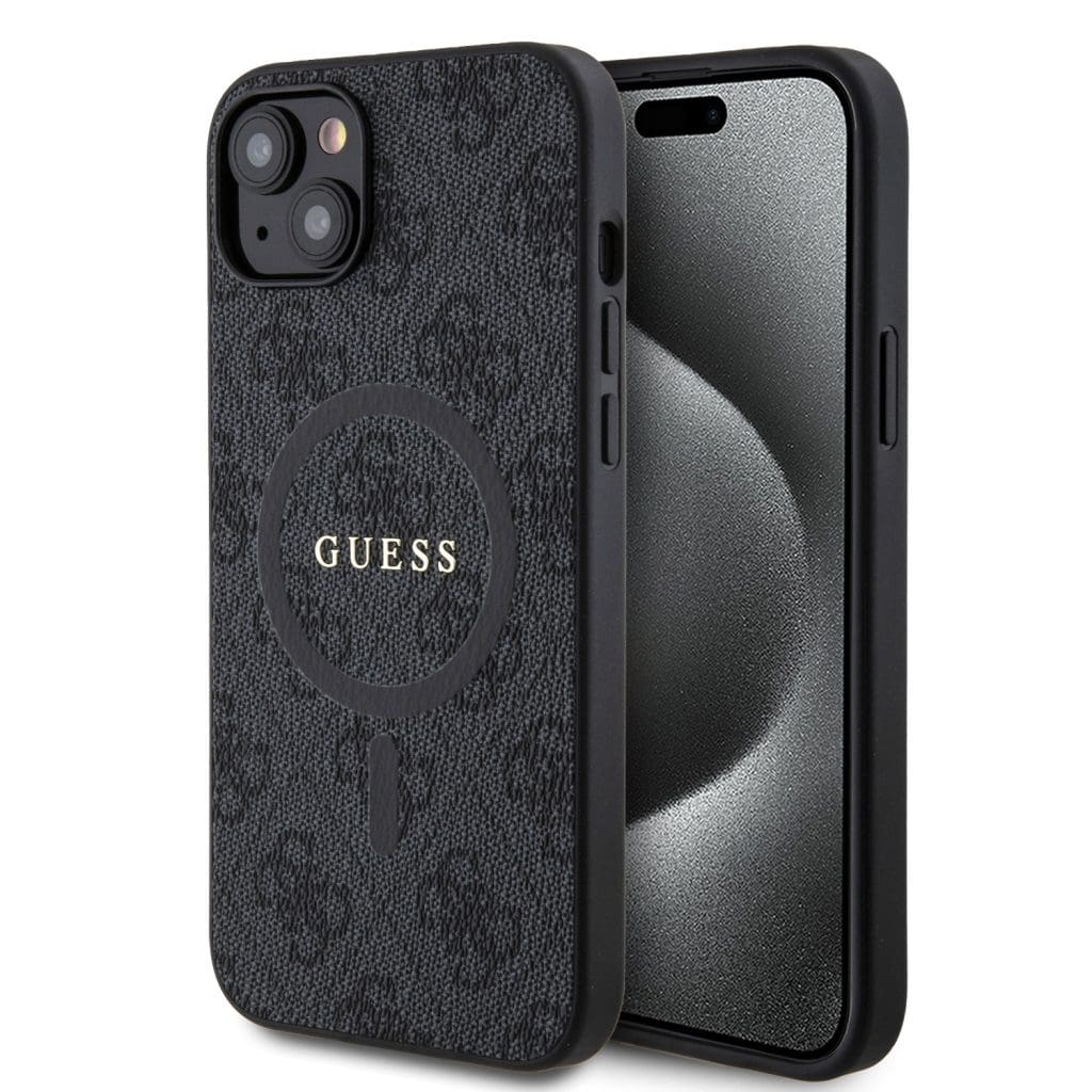 Guess PU Leather 4G Colored Ring MagSafe Black iPhone 15 Plus Tok