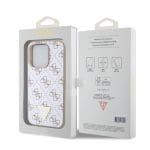 Guess PU Leather 4G Triangle Metal Logo White iPhone 15 Pro Tok