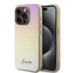 Guess PU Leather Iridescent Metal Script Gold iPhone 15 Pro Max Tok