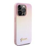 Guess PU Leather Iridescent Metal Script Pink iPhone 15 Pro Tok