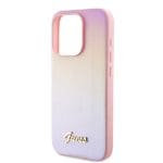Guess PU Leather Iridescent Metal Script Pink iPhone 15 Pro Max Tok