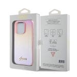 Guess PU Leather Iridescent Metal Script Pink iPhone 15 Pro Max Tok