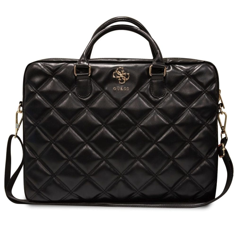 Guess PU Quilted 4G Metal Logo Computer Bag 15/16" Black Tok