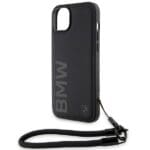 BMW BMHCP15S23RMRLK Black Hardcase Signature Leather Wordmark Cord iPhone 15 Tok