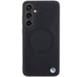 BMW BMHMS24S23RTPK S921 Black Hardcase Signature Leather Half Textured & Circle MagSafe Samsung Galaxy S24 Tok