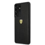 Ferrari FESPEHCS21LBK Black HardCase On Track Perforated Samsung Galaxy S21 Ultra Tok