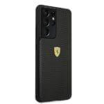 Ferrari FESPEHCS21LBK Black HardCase On Track Perforated Samsung Galaxy S21 Ultra Tok