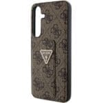 Guess GUHCS24SPGS4TDW S921 Brown Hardcase Grip Stand 4G Triangle Strass Samsung Galaxy S24 Tok