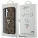 Guess GUHCS24SPGS4TDW S921 Brown Hardcase Grip Stand 4G Triangle Strass Samsung Galaxy S24 Tok