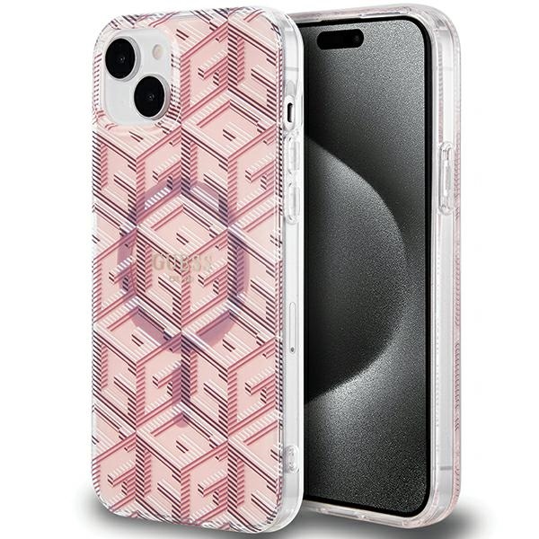 Guess GUHMP15MHGCUSTGP Pink HardCase IML GCube MagSafe iPhone 15 Plus Tok