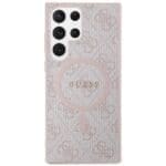 Guess GUHMS24LG4GFRP Pink Hardcase 4G Collection Leather Metal Logo MagSafe Samsung Galaxy S24 Ultra Tok