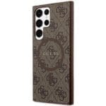 Guess GUHMS24LG4GFRW Brown Hardcase 4G Collection Leather Metal Logo MagSafe Samsung Galaxy S24 Ultra Tok