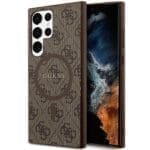 Guess GUHMS24LG4GFRW Brown Hardcase 4G Collection Leather Metal Logo MagSafe Samsung Galaxy S24 Ultra Tok