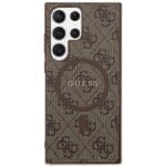 Guess GUHMS24LG4GFRW Brown Hardcase 4G Collection Leather Metal Logo MagSafe Samsung Galaxy S24 Ultra Tok
