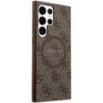 Guess GUHMS24LG4GFRW Brown Hardcase 4G Collection Leather Metal Logo MagSafe Samsung Galaxy S24 Ultra Tok