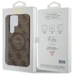 Guess GUHMS24LG4GFRW Brown Hardcase 4G Collection Leather Metal Logo MagSafe Samsung Galaxy S24 Ultra Tok