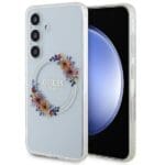 Guess GUHMS24SHFWFCT Transparent Hardcase IML Flowers Wreath MagSafe Samsung Galaxy S24 Tok
