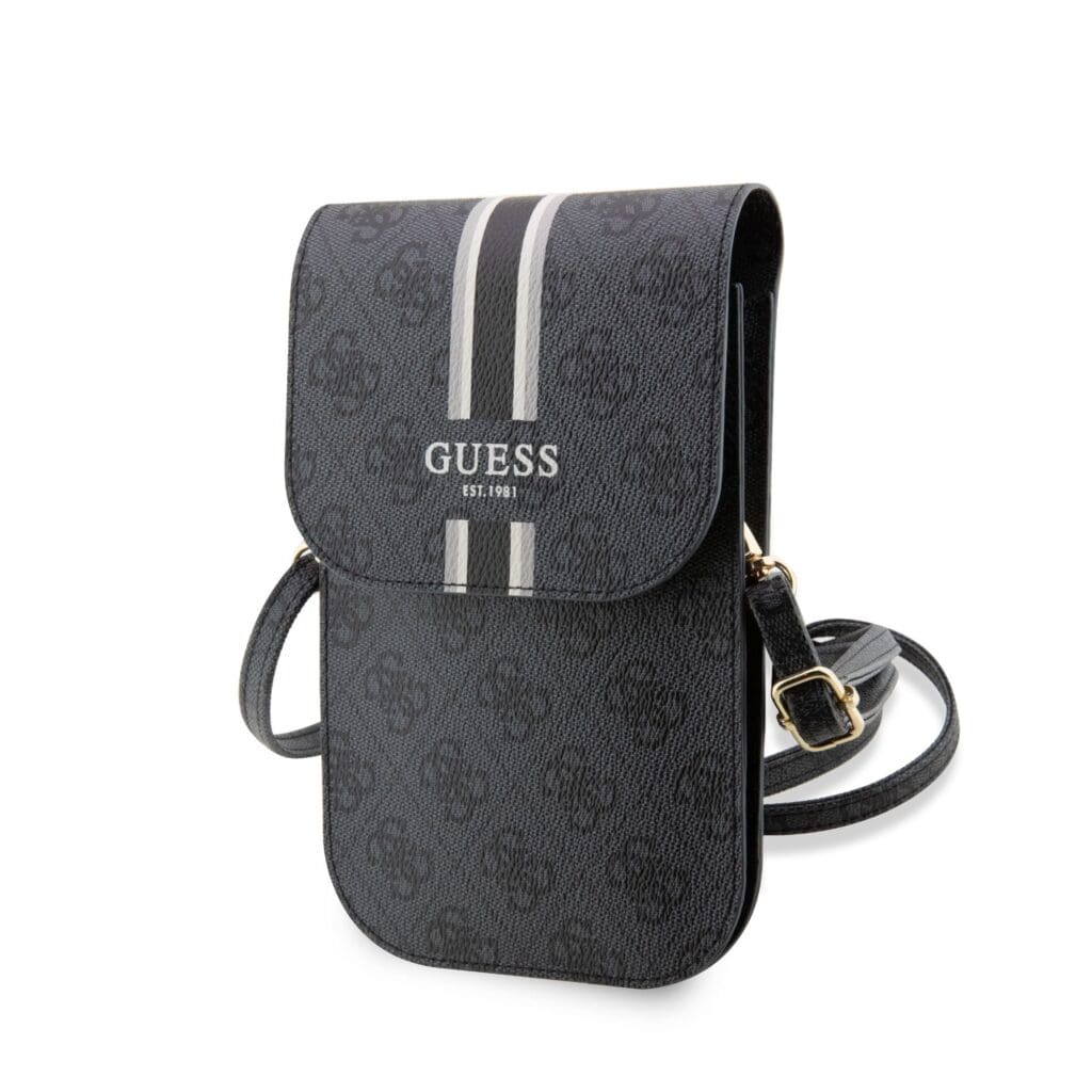 Guess PU 4G Printed Stripes Wallet Phone Bag Black