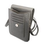 Guess PU Saffiano Triangle Logo Wallet Phone Bag Grey