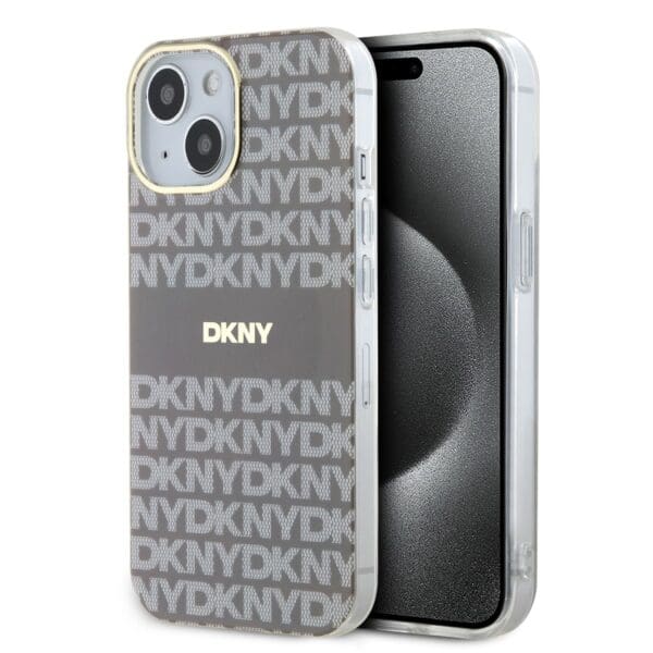 DKNY PC/TPU Repeat Pattern Tonal Stripe MagSafe Beige iPhone 15 Tok