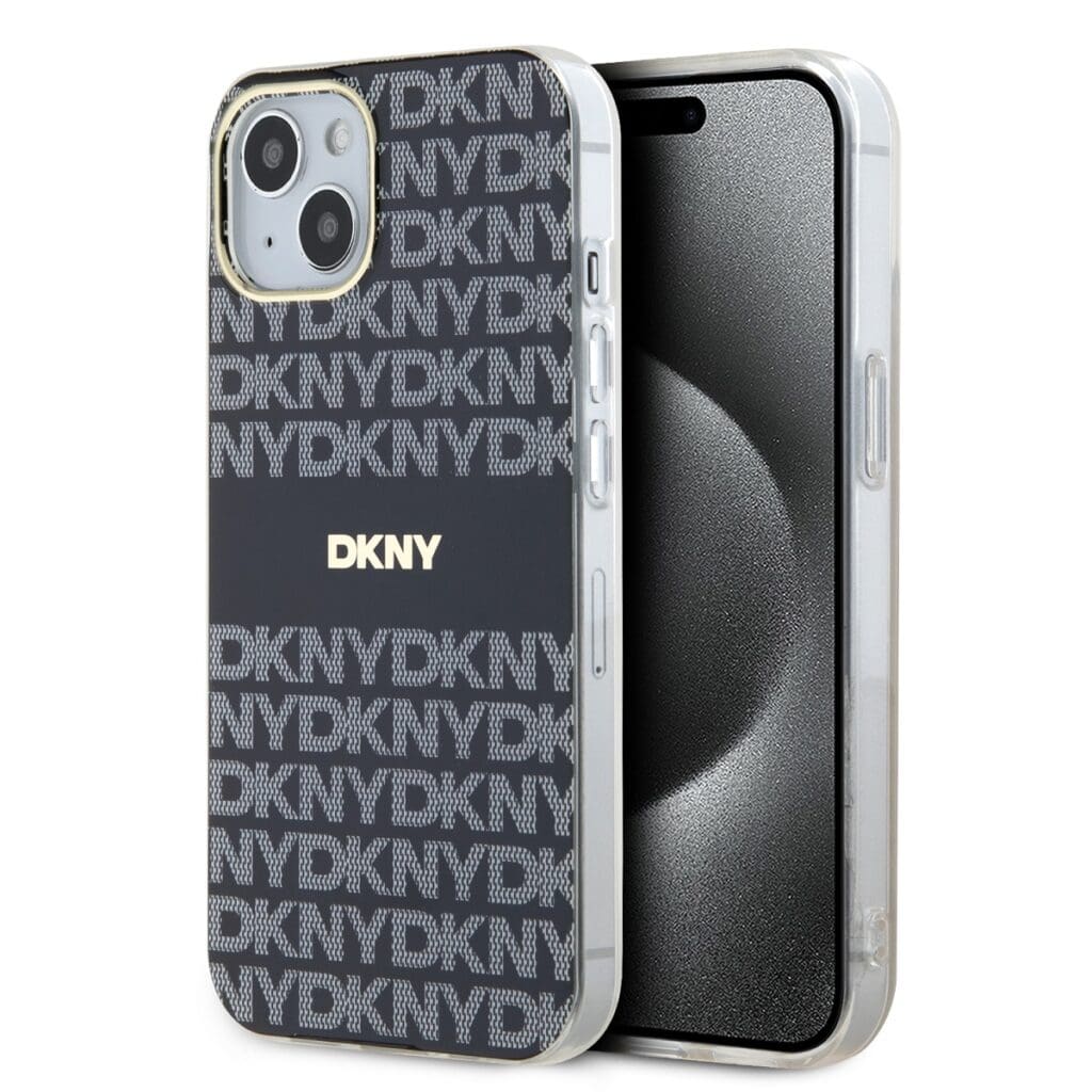 DKNY PC/TPU Repeat Pattern Tonal Stripe MagSafe Black iPhone 13 Tok