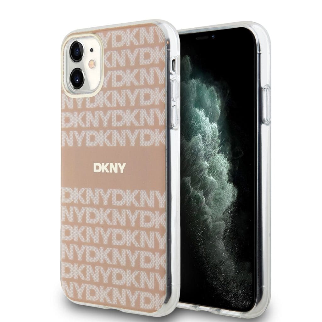 DKNY PC/TPU Repeat Pattern Tonal Stripe MagSafe Pink iPhone 11 Tok